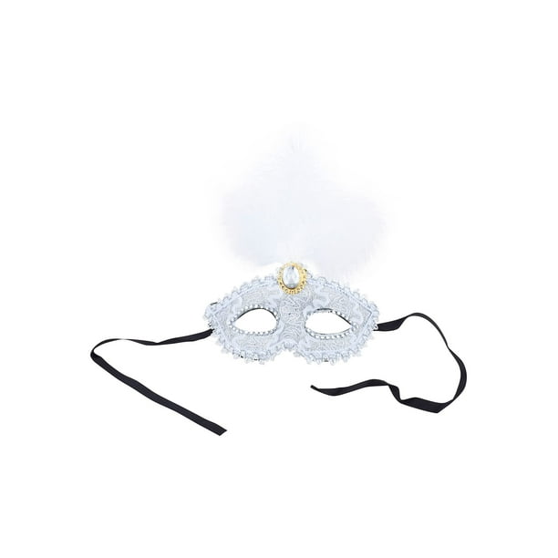 Adult Ladies White Lace Eye Mask Venetian Masquerade Ball Fancy Dress Accessory